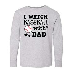 Watching Baseball with Daddy is the greatest time! I Watch Baseball with My DadYouth Long Sleeve T-Shirt, perfect birthday gift for that little one that likes to watch sports with his parents. Size: XL.  Color: Gray. Football Pants, Baseball Birthday, Baseball Pants, Athleisure Women, Heart Tee, I Watch, Perfect Birthday Gift, Tween Outfits