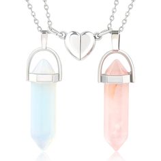 PRICES MAY VARY. ✧【AESTHETIC MAGNETIC COUPLE AND FRIENDSHIP NECKLACES】- You can get 2pcs hexagonal crystal pendants with a pair of magnetic heart clasp. When you are together, the heart charm binds you together. When you and your friend are thousands of miles apart, the crystals protect you and your friend individually- They are necklace full of love, a great gift for yourself and your friend, girlfriend and boyfriend, wife and husband. ✧【HEALING CHAKRA CRYSTAL GEMSTONE】- This Womens Mens Crysta Cute Bff Jewelry, Friendship Lockets, Couples Necklaces, Matching Necklaces For Couples, Bff Necklace, Vday Gifts, Dainty Rose, Magnetic Necklace, Friendship Necklace