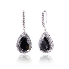 PRICES MAY VARY. CLASSIC DESIGN - Mysterious black teardrop cubic zirconia cz crystal stones, 18k yellow gold/ white gold plating, these elegant pear shaped fish hook earrings are sure to catch everyone's eyes. SIZE - 1.2 inches(L) x 0.45 inches(W); Not only suitable for formal events but also everyday wear. All-match clothes. Fabulous Bling for Nights on the Town IDEAL GIFT - These hypoallergenic dangle earrings come in a chic Mycitta signature gift box for immediate gifting! Ideal for Bridal, Jewelry For Bride, Earrings For Wedding, Pageant Earrings, Gold Bridal Earrings, Mother Of Bride, Bride Gift, Fish Hook Earrings, Crystal Stones, Bride Jewellery