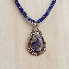 Natural Stone Beaded Necklace, Hebrew Jewelry, Silversmith Jewelry, Silversmithing Jewelry, Sodalite Necklace, Silversmith Jewellery, Blue Jasper, Jewelry Stones, Handmade Silver Jewellery