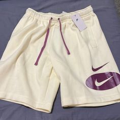 Nike Shorts Cream Condition Never Worn Purple Sporty Cotton Bottoms, Purple Cotton Sports Shorts, Sporty Purple Cotton Bottoms, Casual Purple Sports Shorts, Purple Sporty Shorts For Spring, Purple Athleisure Bottoms For Spring, Casual Purple Streetwear Shorts, Spring Purple Athleisure Bottoms, Casual Yellow Nike Bottoms