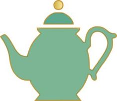 a green teapot with a yellow top