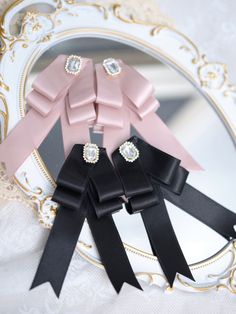 Please note that the price includes one pair of hairclips. Chic Ribbon Hair Accessories For Party, Chic Party Hair Accessories With Ribbon, Elegant Pink Hair Accessories With Bow, Elegant Pink Ribbon Hair Accessories, Elegant Pink Hair Accessories With Ribbon, Elegant Pink Hair Accessories For Formal Occasions, Elegant Bow Hair Accessories As Gift, Elegant Hair Accessories With Satin Bow As Gift, Elegant Satin Bow Hair Accessories Gift