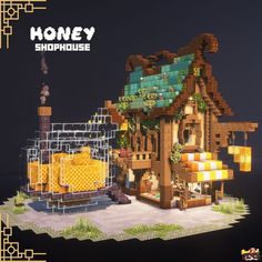 an image of a house made out of lego blocks with the words honey shophouse on it