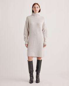 Has staying warm ever felt so luxe? Debatable, because this Australian Merino Wool Relaxed Turtleneck Sweater Dress is beyond soft. It owes its cozy factor to warm (but breathable!) Australian merino wool, and keeps things comfy with a relaxed fit and classic turtleneck. Add a great tall boot and upgrade your winter wardrobe with this versatile dress. What To Wear In Japan, Classic Turtleneck, Blossom Season, Turtleneck Style, Cherry Blossom Season, Silver Birch, Travel Outfits, Turtleneck Sweater Dress, Silk Cami