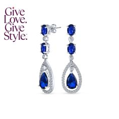 in stock Elegant Blue Cubic Zirconia Chandelier Earrings, Blue Cubic Zirconia Chandelier Earrings For Party, Elegant Blue Crystal Teardrop Earrings, Elegant Blue Crystal Chandelier Earrings, Glamorous Blue Drop Earrings, Elegant Blue Teardrop Earrings For Party, Elegant Blue Drop Chandelier Earrings, Elegant Royal Blue Earrings For Party, Blue Cubic Zirconia Dangle Chandelier Earrings