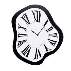 a black and white clock with roman numerals on the face is shown against a white background