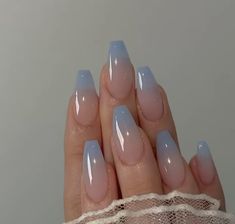 French Tip Nail Designs, Floral Nails, French Tip Nails, Artificial Nails, Ombre Nails, Acrylic Nail Designs, Blue Nails, French Nails, Nail Art Design