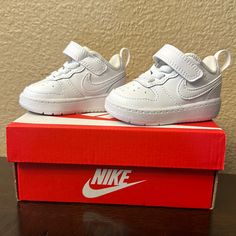 Brand New Nike Court Borough Low 2 Baby/ Toddler Shoes. Size 2t. Brand New, Never Worn, In Original Box White Scratch-resistant Sneakers For Playtime, Low-top Sneakers With Soft Sole For Playtime, Nike Non-slip Sneakers For Playtime, Nike White Sneakers For Playtime, Nike Sneakers With Soft Sole For Playtime, White Nike Sneakers For Play, Cute Nike High-top Sneakers, Cute Non-slip Sneakers For Playtime, Cute White Nike Sneakers