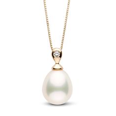 We travel overseas several times a year buying directly from pearl farmers so we can offer the best prices. This drop white metallic freshwater pearl was hand-selected by our buying team in Asia and we know you will look stunning wearing it. The high luster white drop pearl is adorned with a fine quality, 0.03 carat diamond. The setting for the pendant is completely made in-house. Everything is of superb quality and craftsmanship. You will look dazzling wearing this pendant! Travel Overseas, Vanilla Glaze, Golden South Sea Pearls, Gold Rope Chains, Gold Box, Pearl Types, Akoya Pearls, Gold Shimmer, Pearl Size