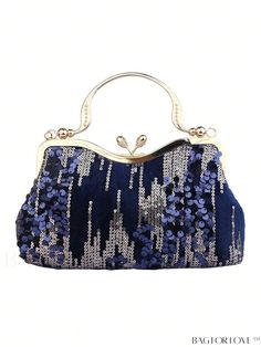 BagForLove - Glamorous Sequin Decor Novelty Bag with Kiss Lock, Top Handle & Chain - Perfect for Parties Product Description Color Blue Pattern Type Plain Bag Size Small Type Novelty Bag Material Polyester Composition 50% Viscose Size Chart INCH CM Bag Height Bag Length Bag Width Handle Height Strap Length 6.3 inch 9.1 inch 1.2 inch 2.8 inch 47.2 inch Bag Height Bag Length Bag Width Handle Height Strap Length 16 cm 23 cm 3 cm 7 cm 120 cm Details Pictures Similar Products h2 { text-align: center; Formal Blue Bag With Chain Strap, Glamorous Blue Formal Bag, Royal Blue Rectangular Evening Bag, Blue Clutch With Chain Strap For Formal Events, Blue Clutch With Chain Strap For Formal Occasions, Blue Formal Clutch With Chain Strap, Formal Blue Clutch With Chain Strap, Glamorous Blue Rectangular Bags, Blue Glamorous Party Bag