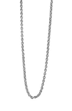 Fluted links of sterling silver enhance the modern look of this chain necklace that'll tie up your everyday ensembles. Sterling silver Imported Modern Silver Link Chain Jewelry, Luxury Silver Cable Chain Necklace, Formal Stainless Steel Necklace With Silver Chain, Classic Stainless Steel Necklace With Cable Chain, Modern Silver Chain Link Necklace, Silver Cable Chain Necklace For Formal Occasions, Silver Link Chain Necklace For Formal Events, Silver Link Chain Necklace For Formal Occasions, Formal Silver Cable Chain Necklace