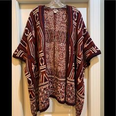 Oversized Burgundy Cardigan. It Is Truly Oversized. I Am A Size 18 And It Is Loose On Me. Size Say S/M. New Without Tags. C Oversized Brown Open Front Sweater, Oversized Open Front Brown Sweater, Oversized Brown Bohemian Cardigan, Oversized Brown Bohemian Sweater, Burgundy Cardigan, Burgundy Sweater, Sweater Cardigan, Sweaters & Cardigans, Cardigans