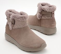 Cozy vibes only. But there's more to this snuggly lined Skechers boot than just warm and fuzzies! The go-everywhere suede shortie is water-repellent (take that, pop-up showers) and crafted with the brand's iconic Goga Mat insole. So whether you're walking the dog, dashing for dinner, or just padding around your pad, it feels like one big winter reset.  And did you notice the apres-ski style moment? Trend-right knit texture makes them a little different than the usual Skechers fare -- so you get