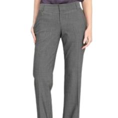 Nwt! Curvy Fit Trouser Leg Fitted At The Waist And Curved Through The Hip Sits Just Below The Natural Waist Shelf5 Pinstripe Pants, Jumpsuit Trousers, Fitted Trousers, Gray White, Ann Taylor, Pant Jumpsuit, Pants For Women, Size 4, Trousers