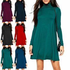 Top Rated Ladies Womens Polo High Franki Flared Long Sleeve Neck Turtle Swing Skater Dress, Stunning Womens Dresses Fall Long Sleeve Solid Color Sweater Dress, Fall Solid Color Long Sleeve Sweater Dress, Long Sleeve Sweater Dress In Solid Color For Fall, Long Sleeve Solid Sweater Dress For Fall, Winter Long Sleeve Solid Color Sweater Dress, Winter Mini-length Solid Color Sweater Dress, Long Sleeve Solid Color Sweater Dress For Spring, Long Sleeve Stretch Sweater Dress For Winter, Solid Color Long Sleeve Sweater Dress For Spring