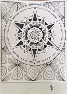 a drawing of an abstract design in black and white