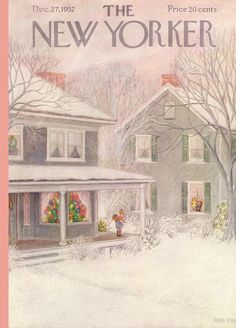 the new yorker magazine cover with snow covered houses