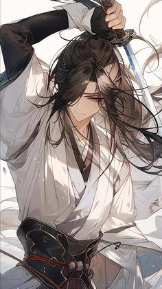 Chinese Anime Characters, Chinese God Art, Hot Anime Guy, Guy With Long Hair, Brown Hair Anime, Long Hair Brown, Anime Samurai, Chinese Anime