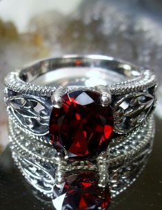 Leaf Filigree, Mystic Fire Topaz, Sterling Silver Garnet Ring, Order Design, London Blue Topaz Ring, Garnet Ring, Sterling Silver Filigree, Filigree Ring, Engraved Items