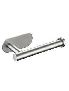 a stainless steel toilet roll holder on a white background