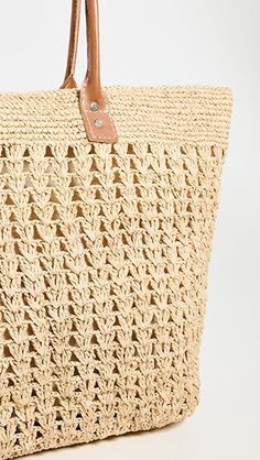 Natural Straw Bag With Leather Trim, Casual Woven Leather Bag For Day Out, Spring Travel Crochet Bag With Leather Handles, Natural Shoulder Bag With Leather Trim For Vacation, Natural Leather Trim Shoulder Bag For Vacation, Rectangular Straw Bag With Leather Trim For Vacation, Natural Straw Bag With Leather Trim For Beach, Beach Straw Bag With Leather Trim, Summer Vacation Shoulder Bag With Leather Trim