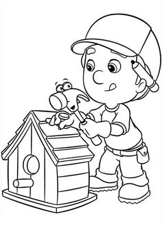 a boy playing with his dog in the yard coloring pages for kids, printable