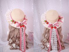 Diy Straw, Ribbon Flats, Strawberry Decorations, Colorful Hat, Anne With An E, Hat Ideas, Hair Hoop, A Silent Voice, Hair Hoops