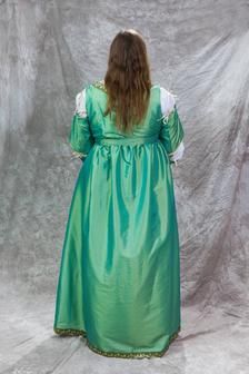 15th century Italian Renaissance Dress Anne Size S-XXL | Etsy Green Victorian Dress With Historical Design, Regency Style Medieval Ball Gown, Regency Style Dresses For Medieval Festivals, Victorian Dress For Larp With Fitted Bodice, Victorian Dress With Fitted Bodice For Larp, Regency Style Medieval Dress For Fancy Dress, Regency Style Medieval Dress For Larp, 18th Century Stays, Taffeta Fabric