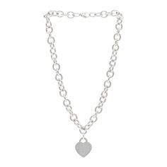 This is an authentic TIFFANY Sterling Silver Return to Tiffany Heart Tag Pendant Necklace. The necklace is crafted of sterling silver and features an oval link chain and a heart pendant accented with the signature 'Return to Tiffany' logo. Return To Tiffany, Heart Tag, Tiffany Heart, Link Chain, A Heart, Heart Pendant, Pendant Necklace, Tags, Sterling Silver