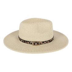 Step into summer style with the Karen Keith Women's Braided Toyo Fedora Sun Hat. This chic accessory is not only fashionable but also functional, offering UPF+ protection to shield you from the sun's rays. Perfect for beach days or any outdoor activities!

- Material: 80% Paper Straw, 20% Polyester
- Color: Beige
- Gender: Female
- Age Group: Adult
- Features: Classic pinch front fedora design, enhanced with a playful leopard print hatband

This fedora is a must-have for those who love to combin Adjustable Short Brim Hat For Sunbathing, Adjustable Panama Hat With Short Brim For Sunbathing, Adjustable Brimmed Safari Sun Hat, Wide Brim Fedora With Uv Protection For Travel, Adjustable Short Brim Straw Hat For Sunbathing, Curved Brim Safari Fedora For Travel, Safari Style Fedora Sun Hat For Outdoor, Safari Style Fedora With Curved Brim For Travel, Flat Brim Boater Hat For Vacation Travel