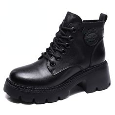 Looking for a rugged and stylish boot to take your outfit to the next level? Check out our vintage leather lace-up high-top women's boots! These bad boys are not only comfortable, but they also feature a thick heel for added style and stability. Whether you're hitting the town or just running errands, our women's shoes will keep you looking good and feeling great all day long. pattern: plain Boot material: top layer cowhide Product category: martin boots Heel height: medium heel (3-5CM) Popular Grunge Lace-up Platform Boots, Trendy Ankle-high Martin Boots For Streetwear, Ankle-high Combat Boots With Reinforced Heel For Streetwear, Winter Lace-up Ankle Boots With Lug Sole, Edgy High Ankle Lace-up Boots For Outdoor, Grunge High Ankle Lace-up Platform Boots, Fall Streetwear Lace-up Boots With Round Toe, Rugged Lace-up Boots With Lug Sole And Round Toe, Trendy Ankle-high Boots For Streetwear