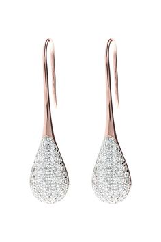 Milano Pavé Teardrop Pendant Golden Rosé Earrings - L'Atelier Global Luxury Cubic Zirconia Teardrop Earrings, Luxury Rose Gold Teardrop Earrings, Rose Gold Teardrop Cubic Zirconia Earrings, Rose Gold Cubic Zirconia Teardrop Earrings, Elegant Rose Gold Teardrop Earrings With Cubic Zirconia, Evening Teardrop Rose Gold Earrings, Elegant Rose Gold Teardrop Earrings, Pave Setting Drop Earrings, Rose Gold Teardrop Drop Earrings