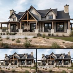 this is an image of a house in the middle of two different shots, and then there are photos of it