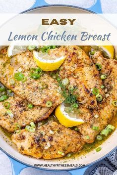 lemon chicken breast in a skillet with green onions