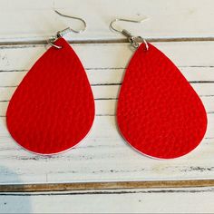 Leather Teardrop Dangle Fashion Earrings Red Approx 2 1/2 Inch Drop Hypoallergenic Lightweight Includes Rubber Backs Comes In An Individual Bag Design On Both Sides - Pattern & Color Varies Slightly Each Pair Stainless Steel Stud/ Faux Leather Get These Trendy Earring Now For A Fun Look . Great For Date Night , Holiday , Everyday . New To Poshmark ? Use Code Stabogs1969 To Sign Up For New Account And Receive $10 Off Your 1st Purchase Check Out My Closet For Other Items : Bucket Hats , Rain Hats, Trendy Red Teardrop Earrings, Hats Winter, Beach Hats, Earrings Red, Leather Cap, Trendy Earrings, Bag Design, Bucket Hats, Acrylic Earrings