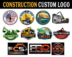 construction company logos and stickers