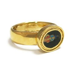 "Beautiful custom signet ring inspired by antique ethnic style in 24k gold plating and photograph that is permanently seal so it is completely waterproof. The Antique style signet Ring features an Egyptian symbol of a snake that signify fertility and a creative life force. The perfect combination of the ancient style and modernity which you will enjoy wearing, this seal ring is a great conversation starter, just slip it on to add a refreshing touch to any outfit. Customization: * You can order t Gold Heirloom Signet Ring With Cabochon, Heirloom Gold Signet Ring With Cabochon, Gold Spiritual Signet Ring For Ceremonial Occasions, Traditional Gold Engraved Signet Ring, Gold Byzantine Signet Ring For Ceremonial Occasions, Gold Byzantine Signet Ring For Ceremonies, Traditional Gold Oval Signet Ring, Traditional Gold Enamel Ring For Ceremonial Occasions, Gold Byzantine Style Ceremonial Signet Ring