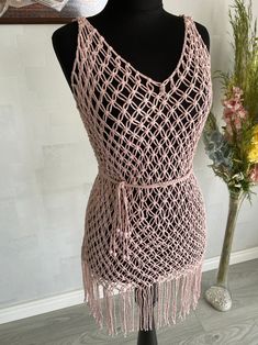 Macrame Bell, Macrame Beach, Macrame Clothes, Festival Costume, Macrame Knots Tutorial, Macrame Dress, Belle Dress, Festival Costumes, Handmade Dress