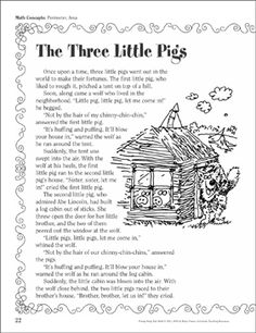 the three little pigs book page with an image of a house and trees in it