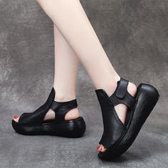 Shop online for summer sandals? looking for leather sandals beach shoes? Find your answer here! Chill comfortable summer sandals with good quality and affordable price. FREE SHIPPING. Autumn Shoes Women, Basket Sport, Beach Fishing, Womens Sandals Wedges, Retro Shoes, Wedge Heel Sandals, Shoe Gifts, Leather Wedge Sandals, Leather Shoes Woman