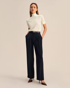 Free shipping and easy returns on LILYSILK Timeless Pleated Wide-Leg Dense Silk Trousers. Every woman should have a pair of high-quality white pants that goes with almost every occ Silk Wide Leg Pants, Silk Pajamas Women, Camisole Set, Striped Midi Skirt, Silk Bedding, Silk Knit, Silk Trousers, Pantalon Large, Jacket Brands