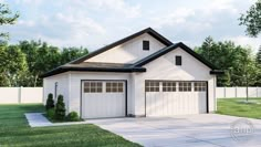 a two car garage is shown in this rendering