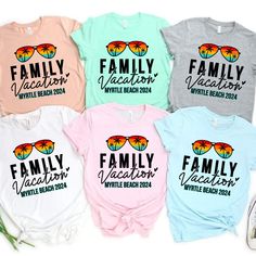 Our Fun Custom Family Vacation Tee designs are the perfect way to ensure you feel comfy and cute while making memories together. Matching shirts are great for Family Photos and keepsakes. Customize this design by adding a Year & Destination.  FABRICATION & DETAILS: Direct To Print - Ink will be printed into the fabric. All inks are eco-friendly; inks are water-based, bio-degradable, and non-toxic. Garments printed in the USA. BELLA CANVAS UNISEX SHIRT ⭐Solid colors are 100% Cotton ⭐Heather colors are 52/48 Polyester Cotton ⭐Tear away-label. Runs true to size COMFORT COLORS, UNISEX SHIRT ⭐ 6.1 oz., 100% ringspun cotton ⭐Preshrunk, Soft-washed, garment-dyed fabric, ⭐1" ribbed collar with double-needle topstitched neckline, ⭐Double-needle stitched sleeves and bottom hem GILDAN UNISEX SWEATSHI Comfy Sweatshirts, Tee Designs, Family Tees, Group Shirts, Dtf Print, Family Beach, Comfy Sweatshirt, Vacation Shirts, Beach Shirts