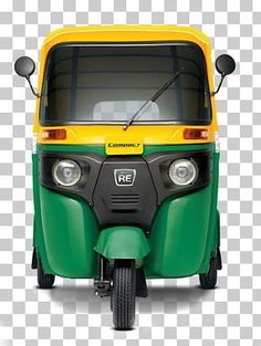 a small green and yellow vehicle on a white background