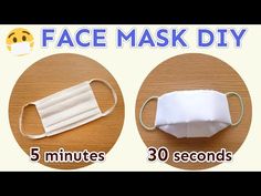 three different masks with the words face mask diy and 5 minutes to go on each