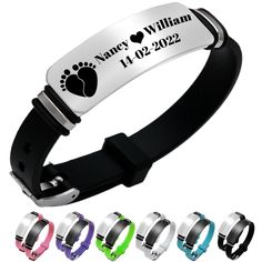 PRICES MAY VARY. 💌Material:Silicone Wristband and it is durable, Metal Plate is:Stainless Steel which can support engrave. 💌MEASUREMENTS:Personalized bracelets for men engraved Length 15cm, Width approx 3.94 inches(100 MM),Metal Plate Length: 4cm. 💌Fashionable engraved bracelet: A great gift at any occasion ( Birthday, Father's Day, Wedding, Engagement, Valentine's Day, Anniversary Day ) for Dad, Groomsman, Groom, Best Man, husband, boy friend, friend,family etc. 💌Colorful chooses:We have lo Adjustable Durable Wristband For Gift, Silver Bracelet With Wrist Strap As Gift, Customizable Adjustable Black Wristband, Customizable Adjustable Rectangular Bracelet, Customizable Adjustable Rectangular Bracelets, Adjustable Stainless Steel Wristband With Bracelet Strap, Adjustable Customizable Rectangular Bracelets, Adjustable Customizable Rectangular Bracelet, Adjustable Black Rectangular Wristband