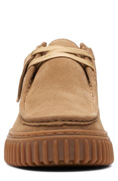 A rib-debossed bumper sole adds rugged detail to a supple suede boot that takes after the iconic Wallabee style with heritage details like skilful topstitching. Removable, cushioned insole with arch support Leather upper and lining/rubber sole Imported Chukka Boots Men, Chukka Boot, Clarks Originals, Suede Boots, Chukka Boots, Arch Support, Light Brown, Rubber Sole, Leather Upper