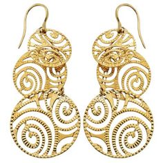 Step into sophistication with Aurealis' 10k yellow gold swirly circle dangle earrings. With secure French hook fasteners, these earrings are designed for any occasion. The intricate pattern and superior craftsmanship provide a luxurious flair to any outfit, making them a perfect addition to your jewelry collection and an exquisite gift option. | PAJ 10k Yellow Gold Swirl Circle Dangle Earrings Elegant Yellow Gold Swirl Earrings, Gold-plated Yellow Gold Spiral Earrings, Yellow Gold Plated Spiral Earrings, Gold Plated Spiral Earrings In Yellow Gold, Spiral-shaped Yellow Gold-plated Earrings, Elegant Yellow Gold Swirl Jewelry, Elegant Swirl Earrings, Spiral Shape 14k Gold Earrings, Spiral Shaped 14k Gold Earrings