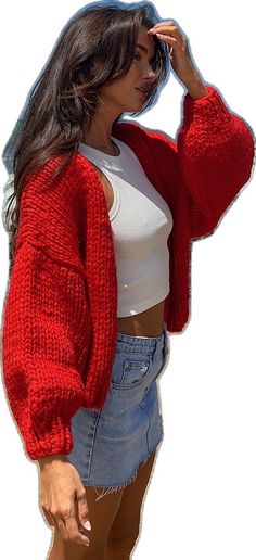 Art Photography Aesthetic, Red Knit Cardigan, Basic Crop Top, Photo Family, International Clothing, Summer Closet, Red Cardigan, Beginning Boutique, Summer Fits